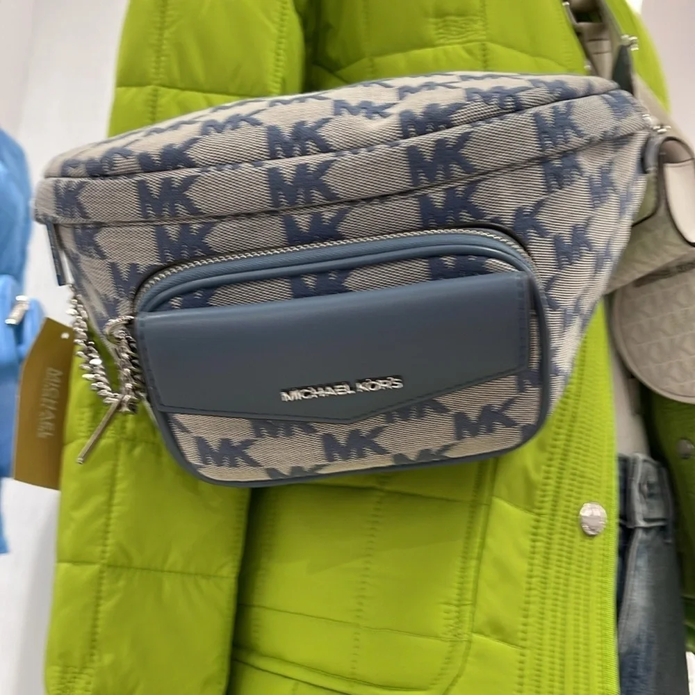MICHAEL KORS Maisie Large Logo 2-in-1 Sling Waist Fanny Pack Crossbody  Denim